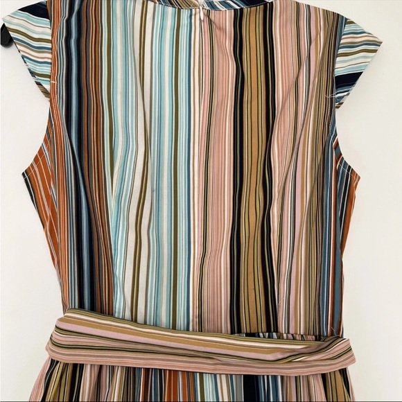 Donna Morgan Multi Color Striped Sleeveless Dress Plunge Neck Size 8 - Picture 6 of 7
